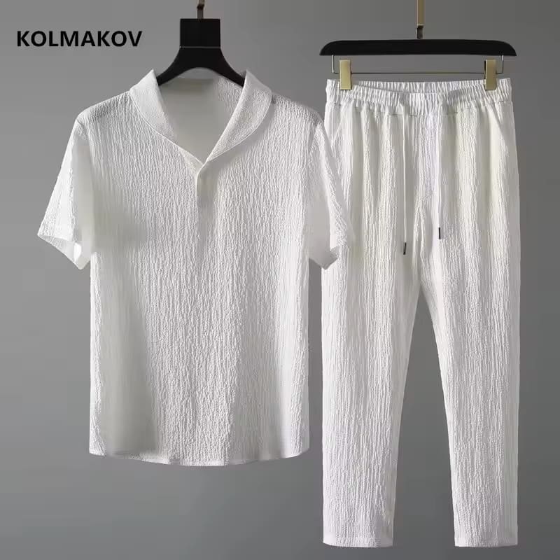 (Shirt + trousers)2025 summer men fashion classic shirt men's business casual fashion shirts men A set of clothes size M-4XL