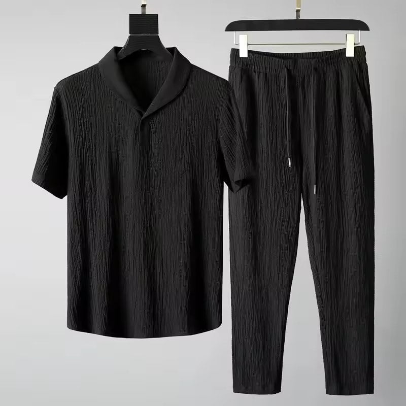 (Shirt + trousers)2025 summer men fashion classic shirt men's business casual fashion shirts men A set of clothes size M-4XL